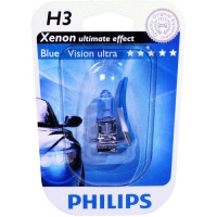 Автолампа галогенная PHILIPS H3 BLUEVISION ULTRA 12V 55W  (2шт.)