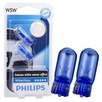 Автолампа галогенная PHILIPS T10 W5W WHITEVISION 12V 5W  (2шт.)